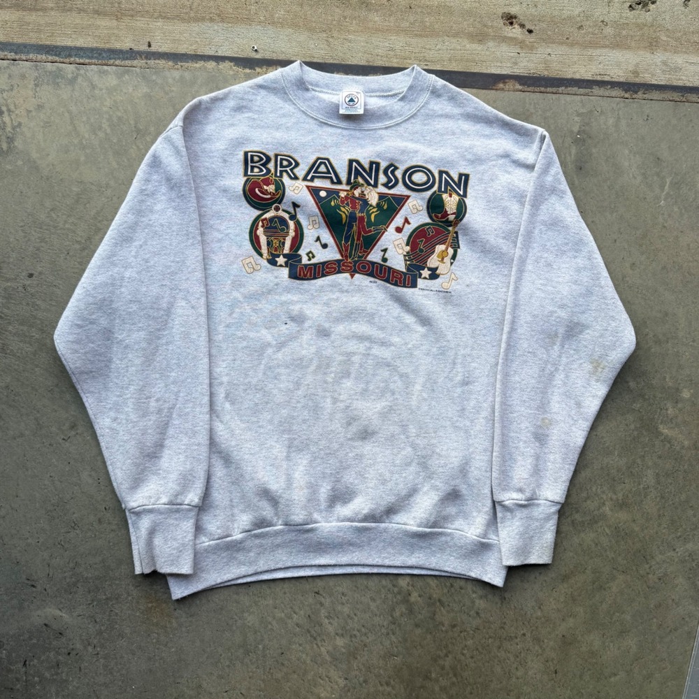 Vintage 1998 Branson Missouri Delta Sweatshirt Gray Large Country Music Graphic